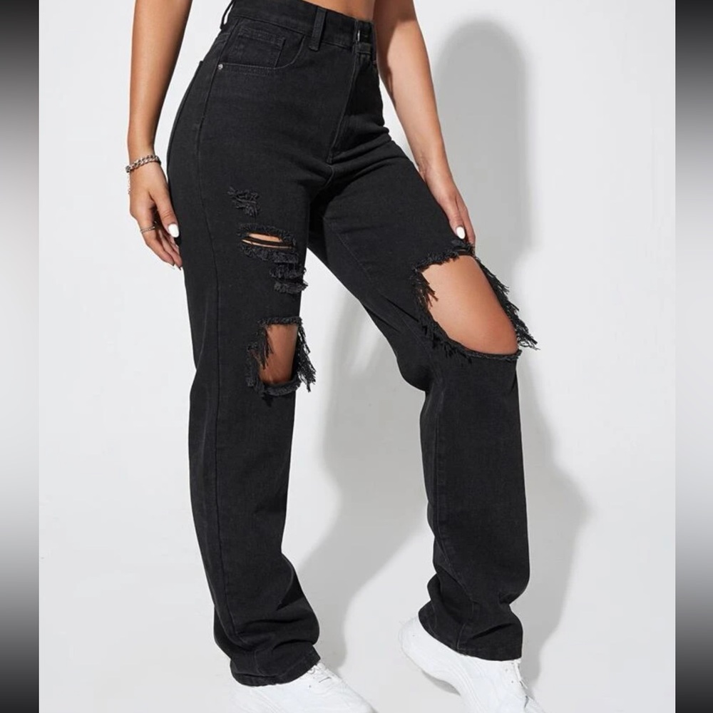 Light Wash Destroyed Ripped Boyfriend Jeans